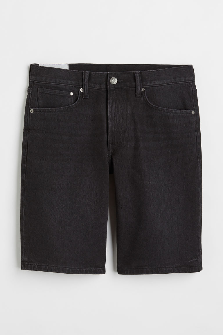 H & M - Regular Denim short - Zwart