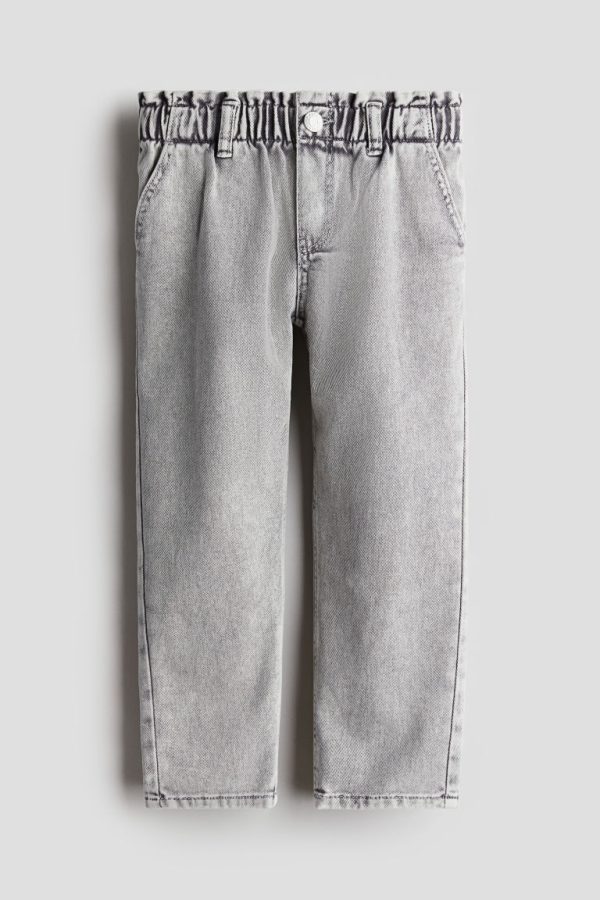 H & M - Paperbagjeans - Relaxed Fit - Grijs