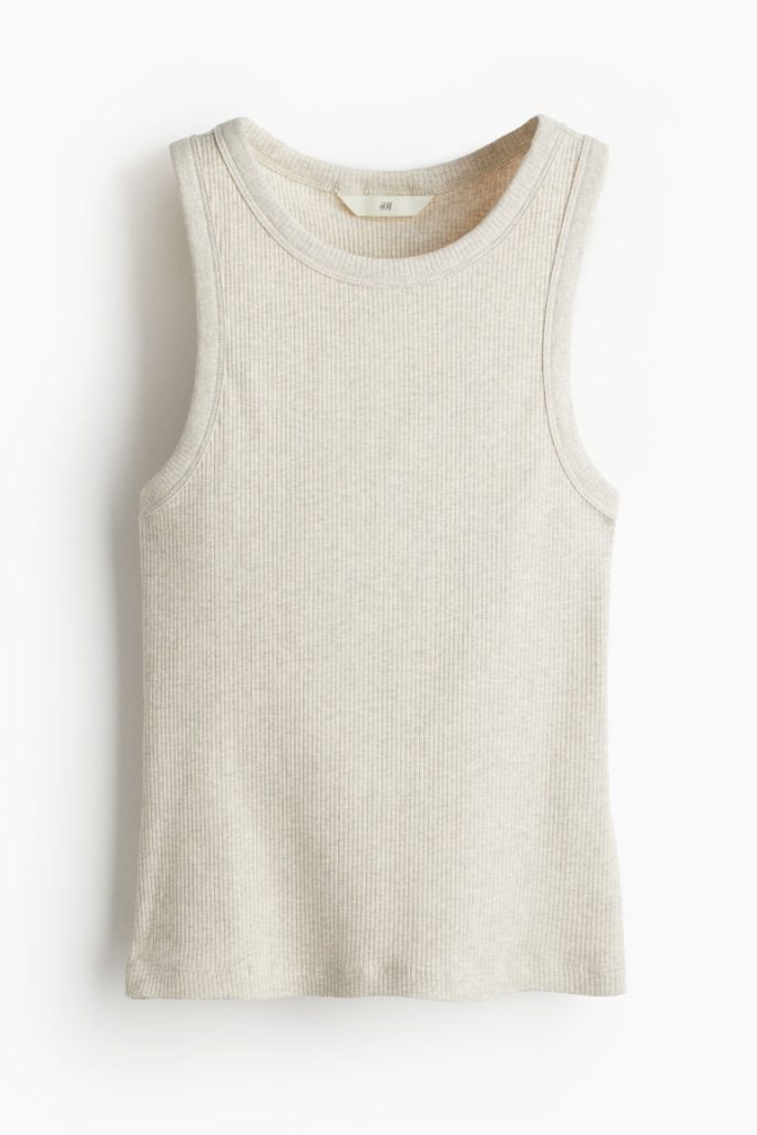 H & M - Geribde tanktop - Beige