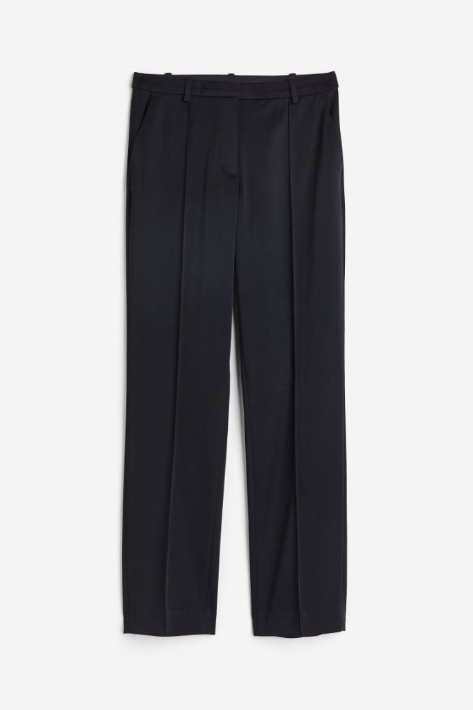 H & M - Satijnen broek - Slim Fit - Blauw