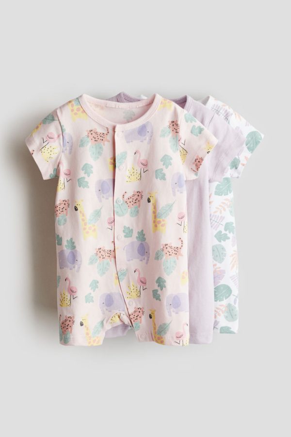 H & M - Set van 3 katoenen pyjamapakjes - Paars