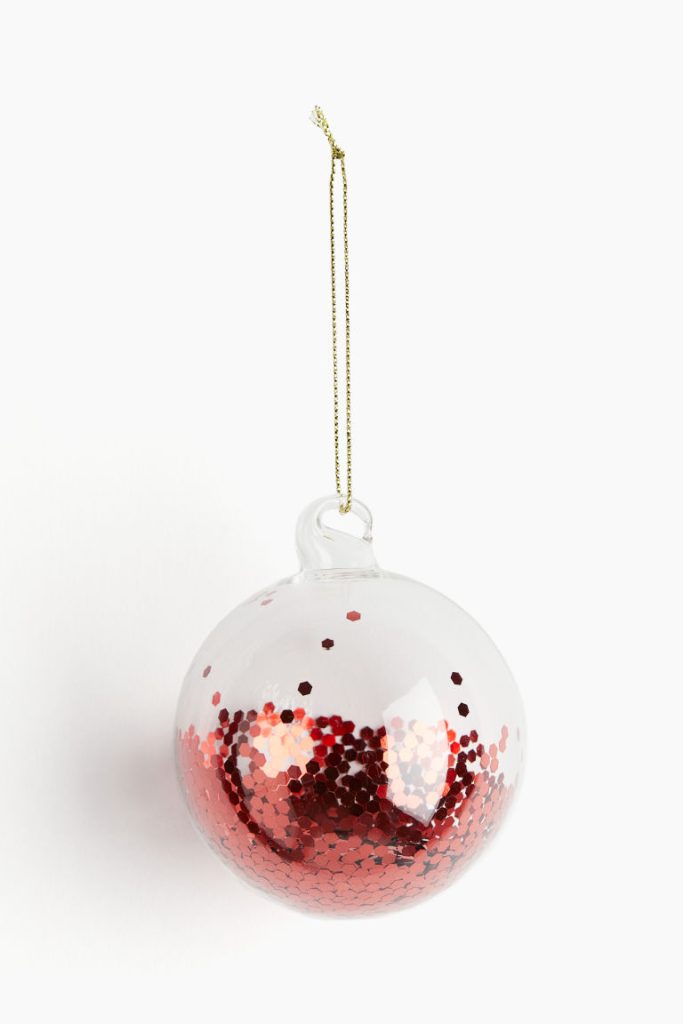 H & M - Glitterende glazen kerstbal - Rood