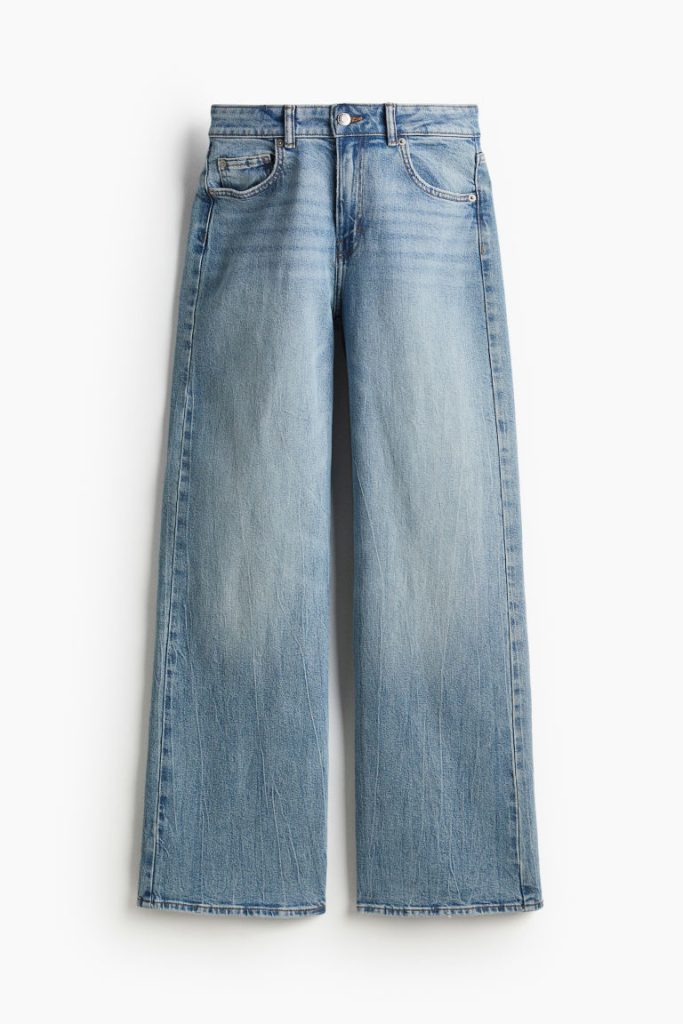 H & M - Wide High Jeans - Blauw