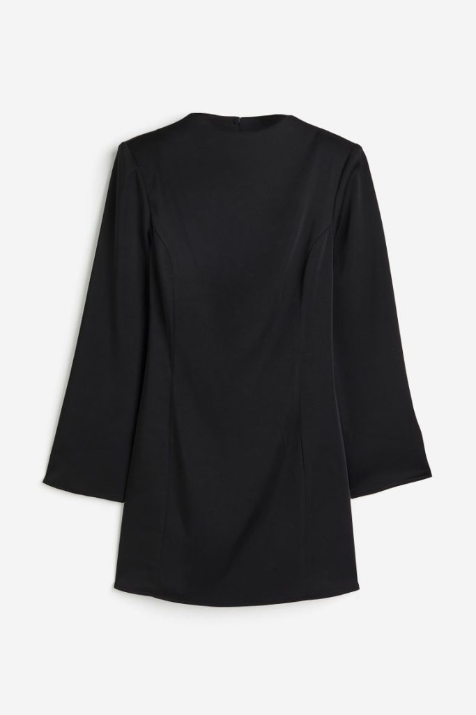 H & M - Satijnen open-backjurk - Zwart