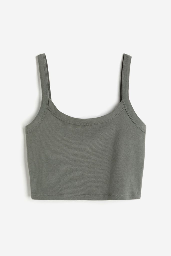 H & M - Cropped straptop - Groen