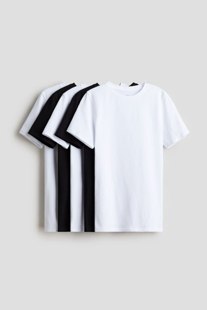 H & M - Set van 5 T-shirts van katoenen tricot - Wit