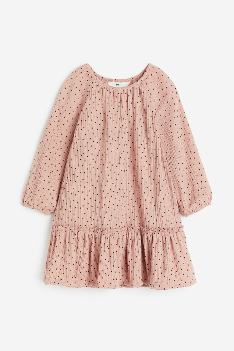 H & M - Mousseline jurk met dessin - Roze