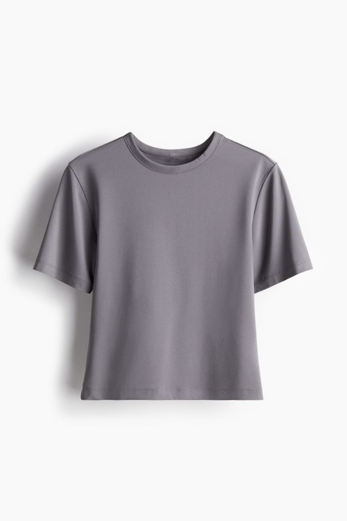 H & M - Cropped sporttop van DryMove™ - Grijs