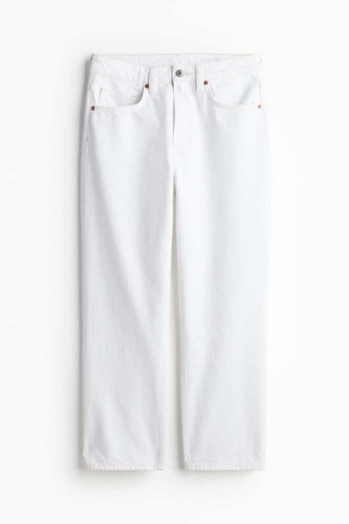 H & M - Straight High Cropped Jeans - Wit