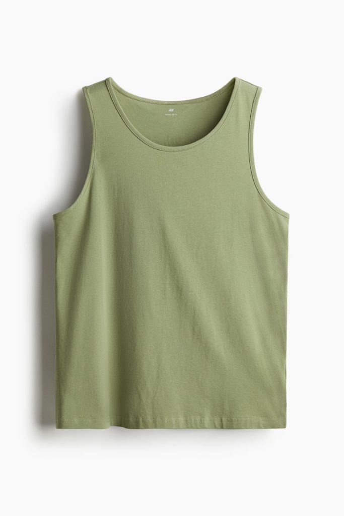 H & M - Set van 2 tanktops - Regular Fit - Groen