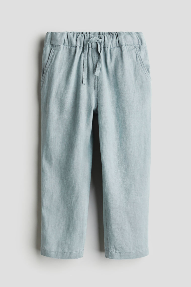 H & M - Linnen pull-on broek - Turquoise