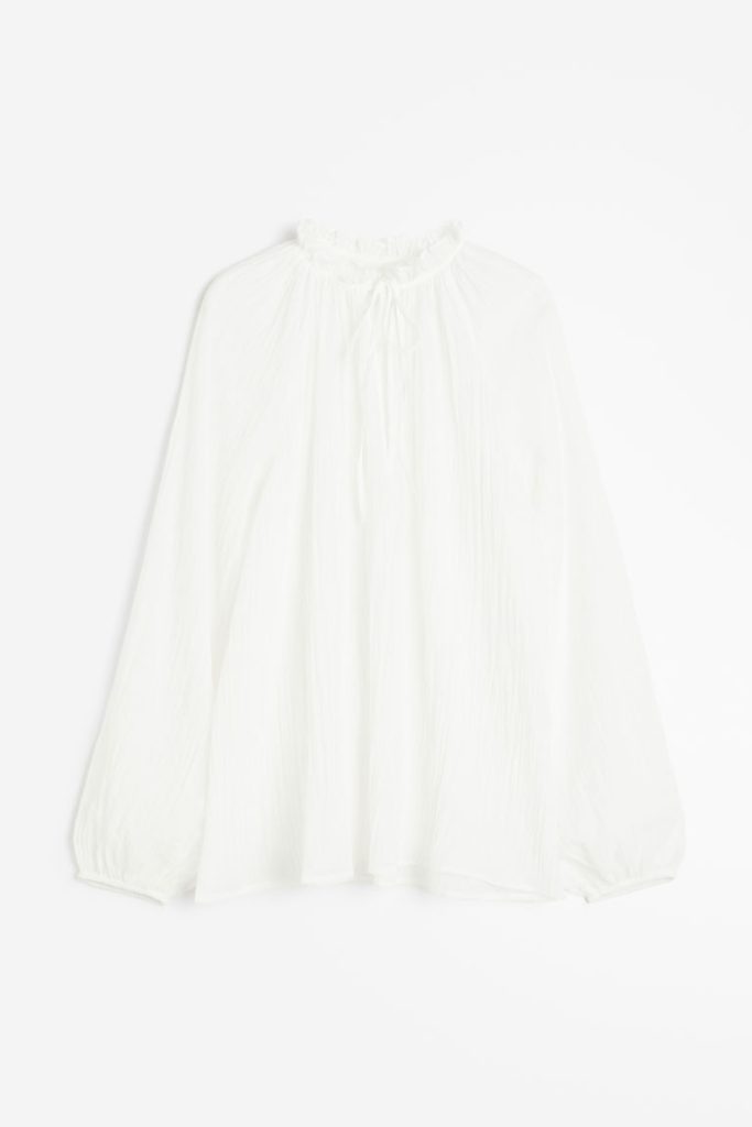 H & M - Oversized crinkleblouse - Wit