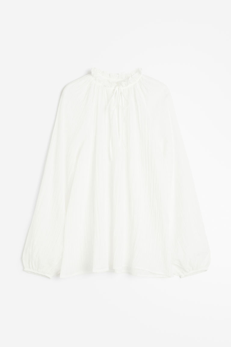 H & M - Oversized crinkleblouse - Wit