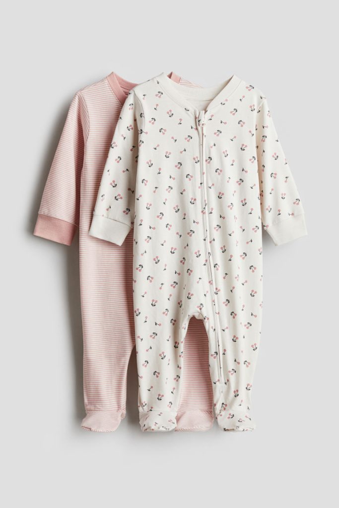 H & M - Set van 2 pyjamapakjes met ritssluiting - Beige