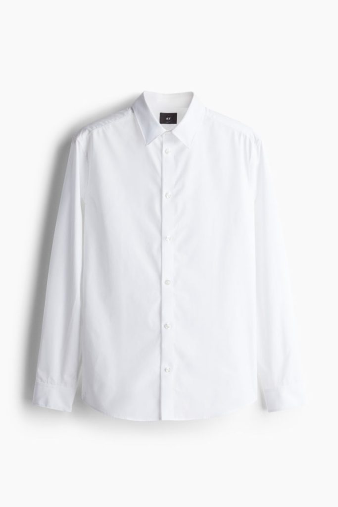 H & M - Overhemd van pimakatoen - Slim Fit - Wit