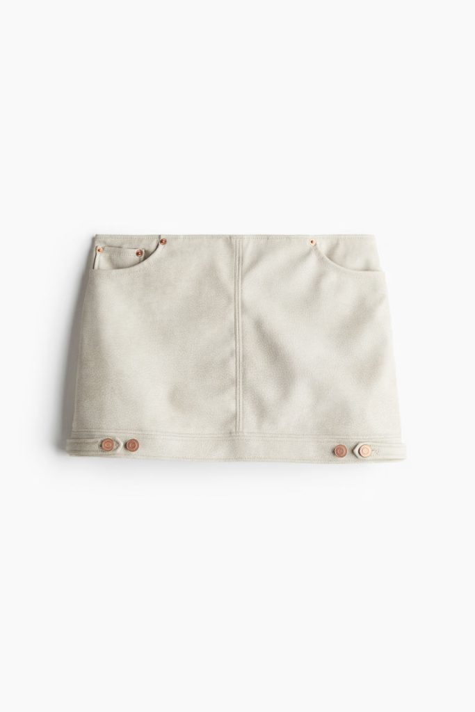 H & M - Minirok met coating - Beige