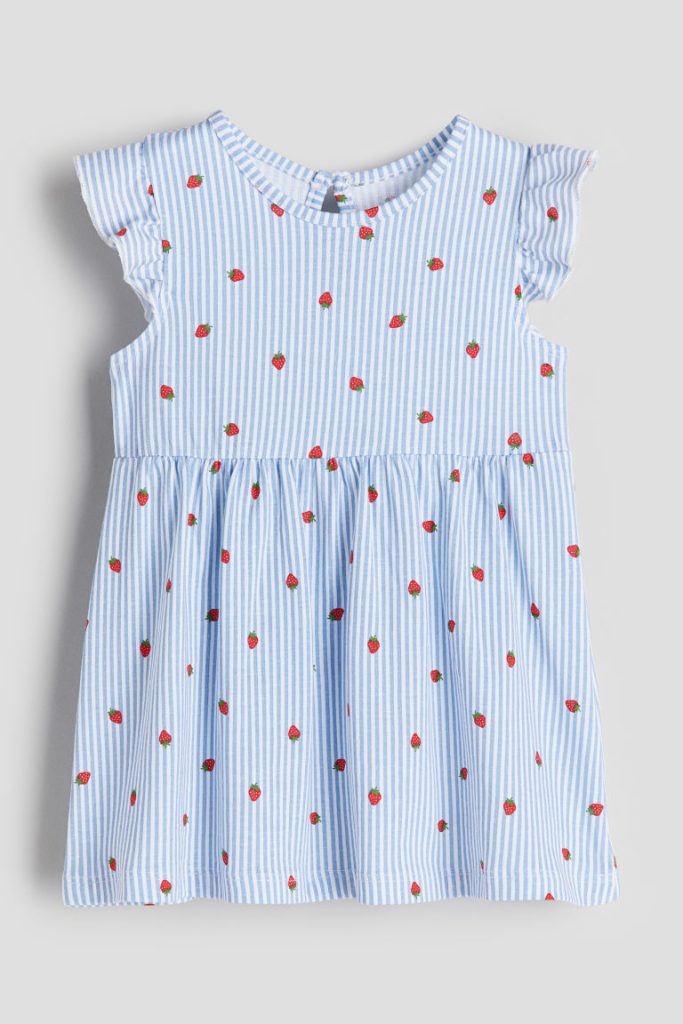 H & M - Tricot jurk met volants - Blauw