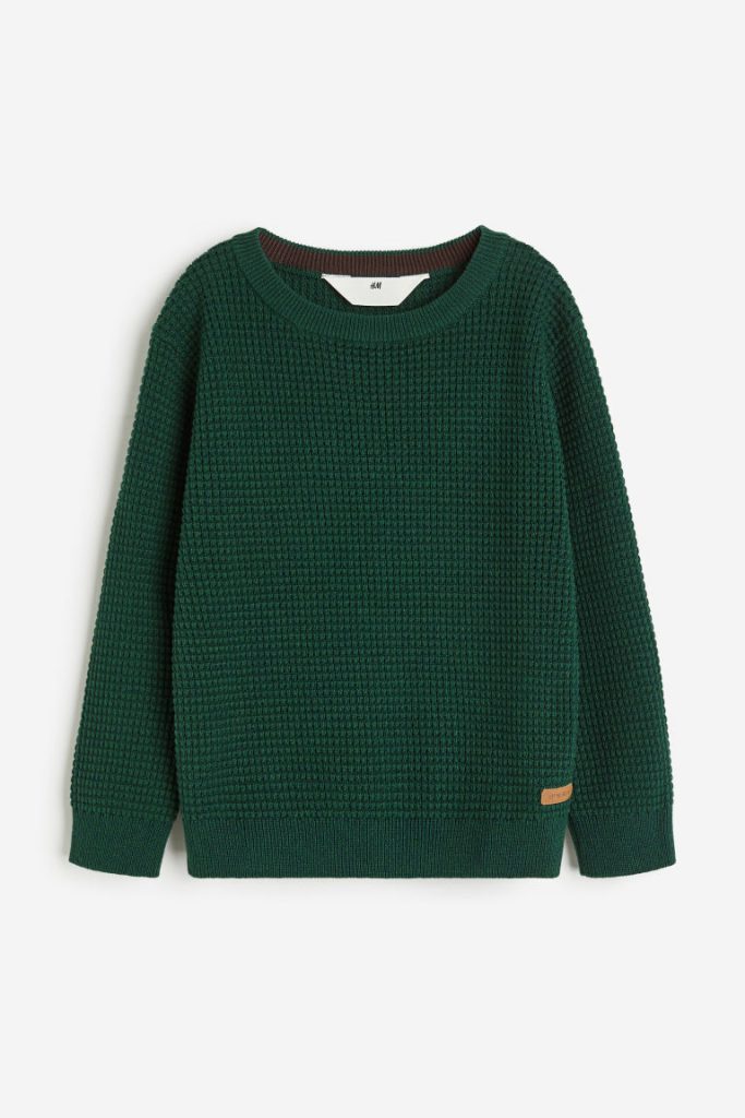 H & M - Trui met wafeldessin - Groen