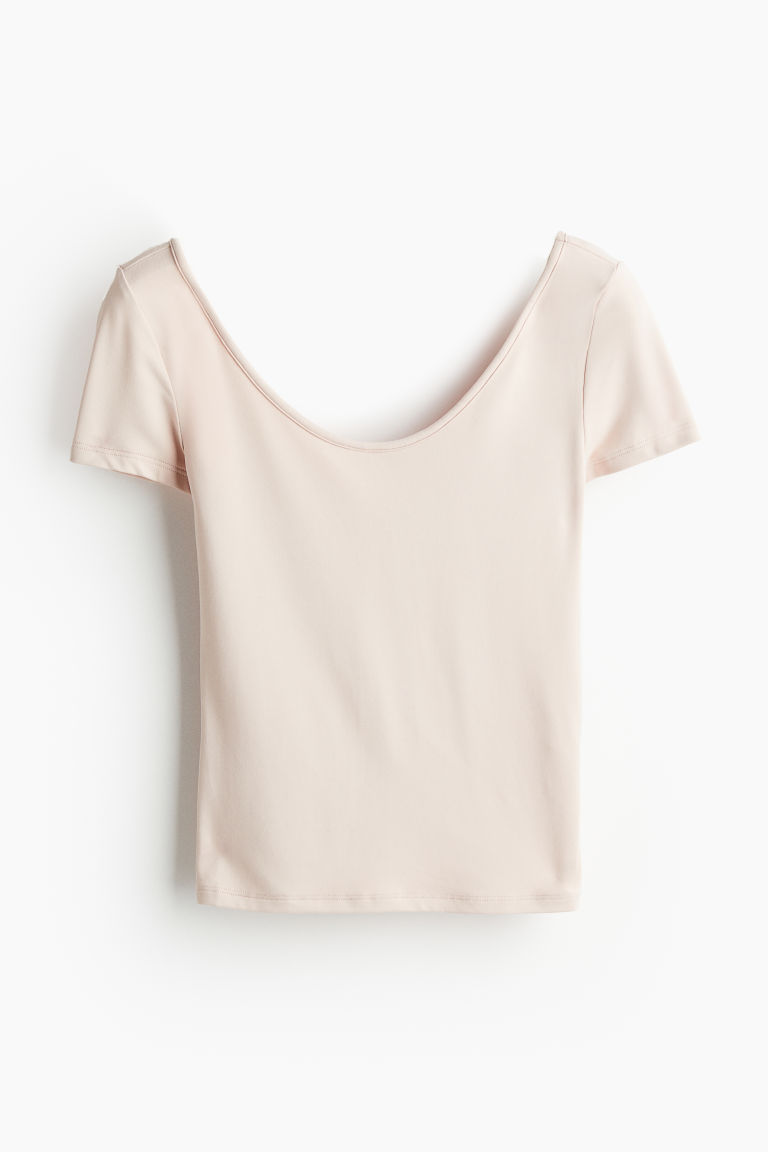 H & M - Top van microvezel met diepe hals - Roze