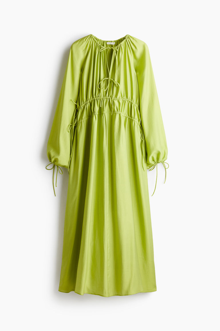 H & M - Oversized jurk met drawstrings - Groen