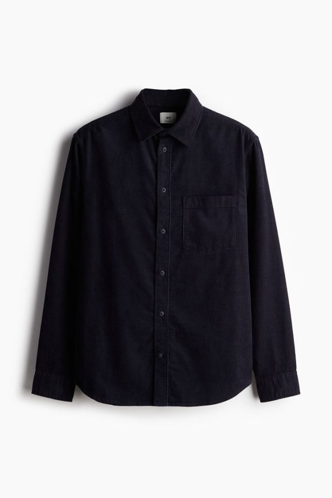 H & M - Corduroy overhemd - Regular Fit - Blauw