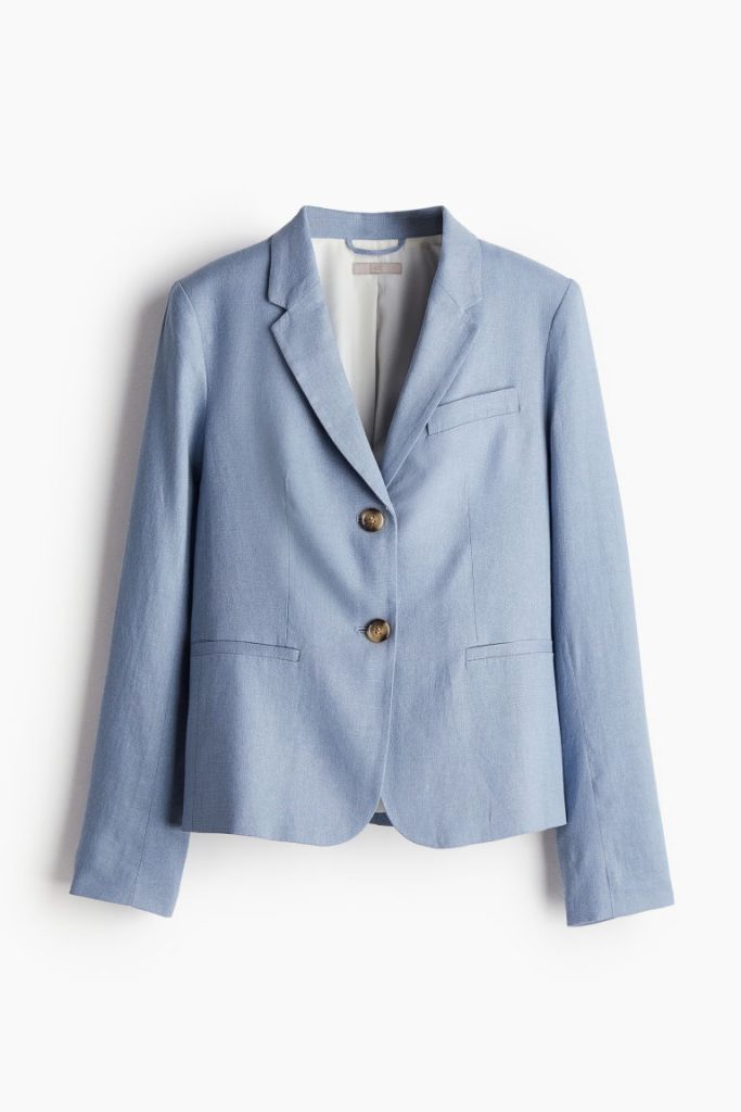 H & M - Blazer van linnenmix - Blauw