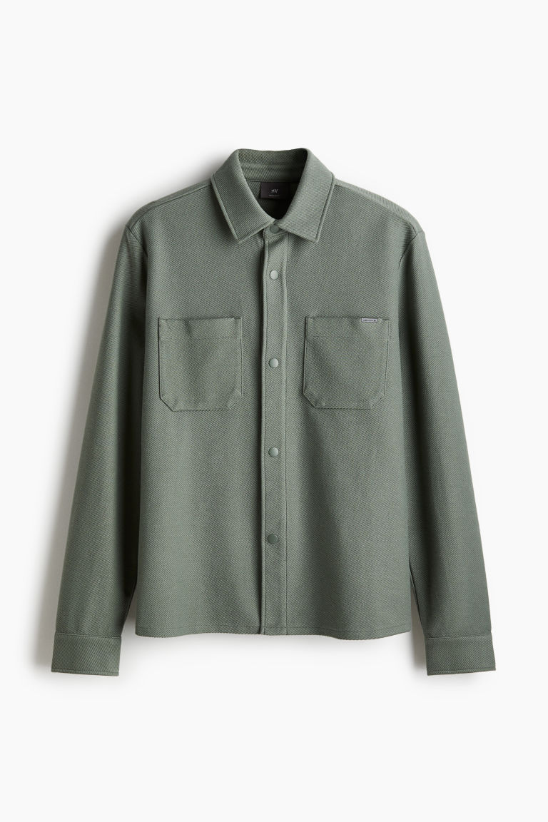 H & M - Katoenen overshirt - Regular Fit - Groen