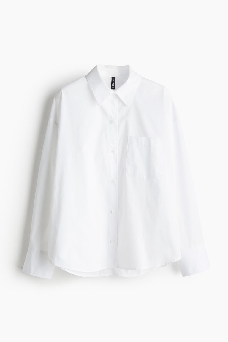 H & M - Oversized katoenen overhemdblouse - Wit