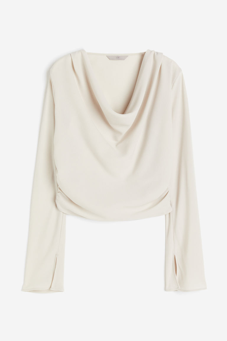 H & M - Blouse met watervalhals - Beige