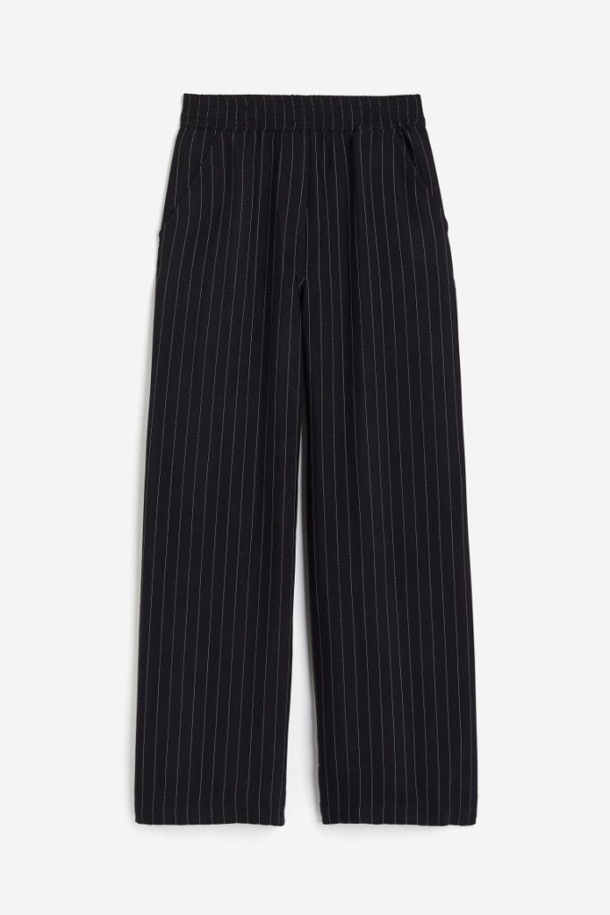 H & M - Broek met krijtstrepen - Zwart