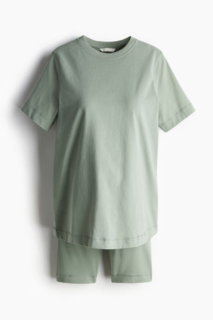 H & M - MAMA Tweedelige katoenen set - Groen