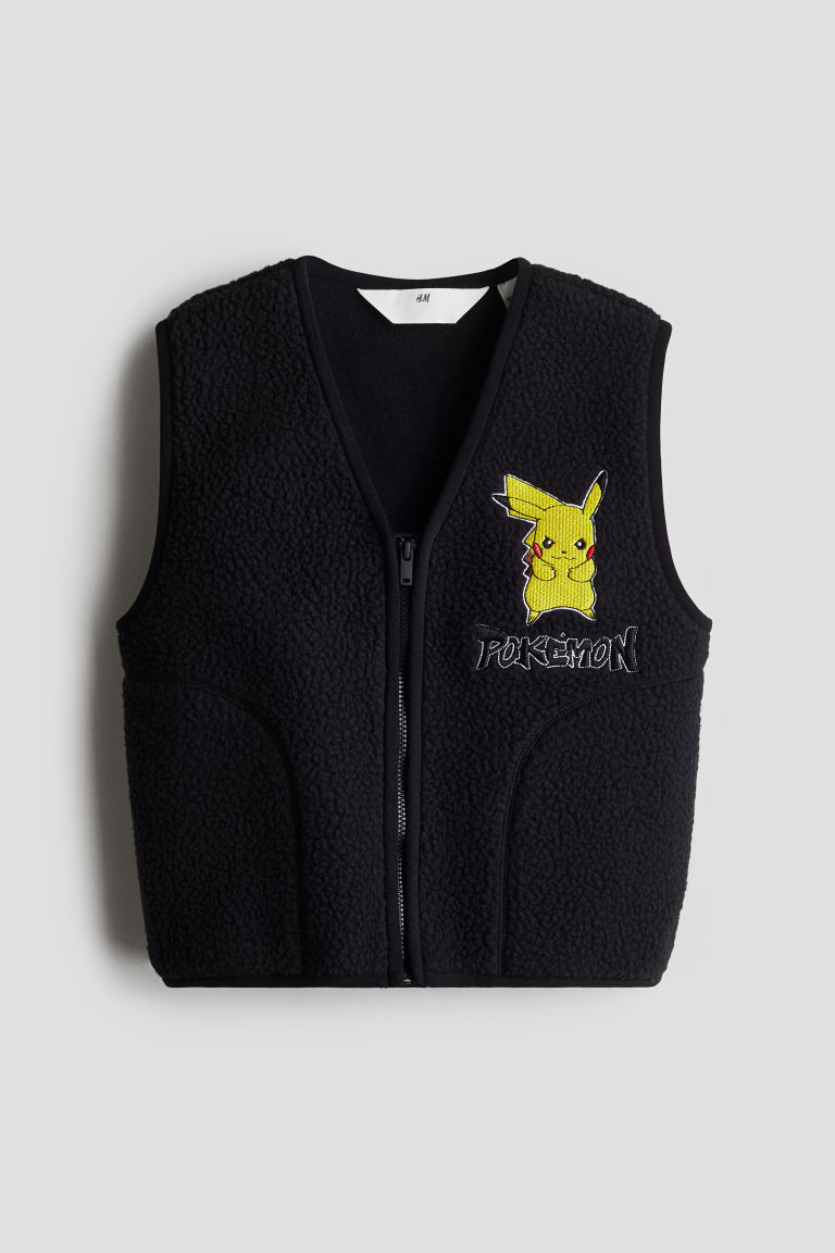 H & M - Teddy bodywarmer met motief - Zwart