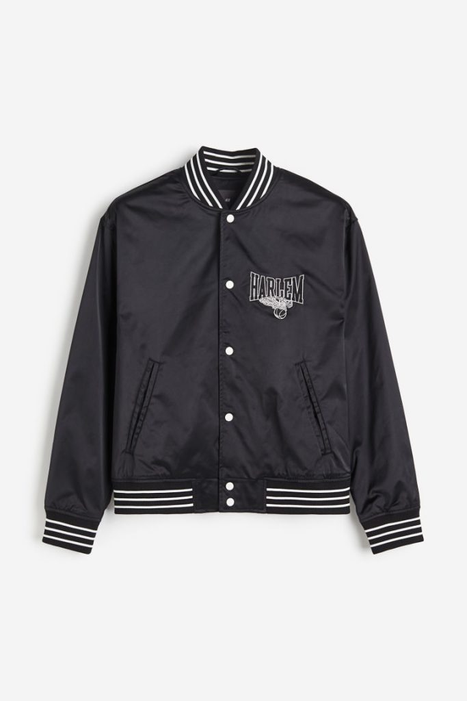 H & M - Satijnen baseballjack - Zwart