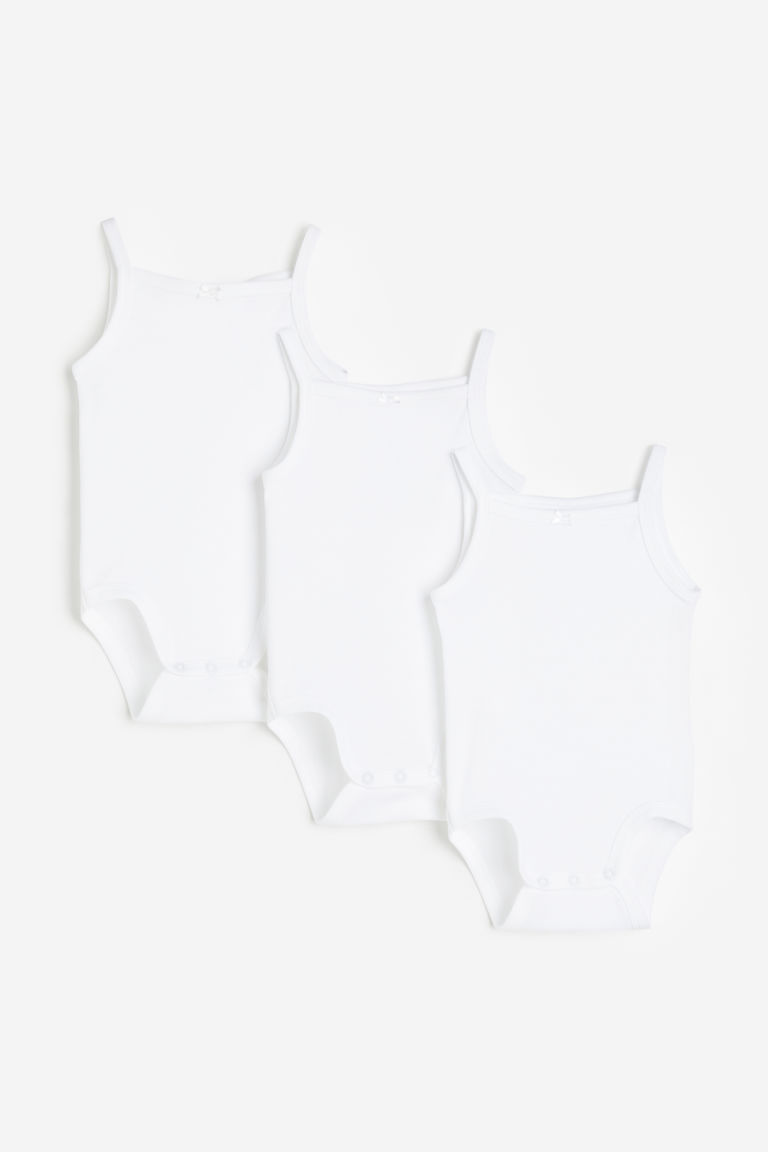 H & M - Set van 3 katoenen rompers - Wit