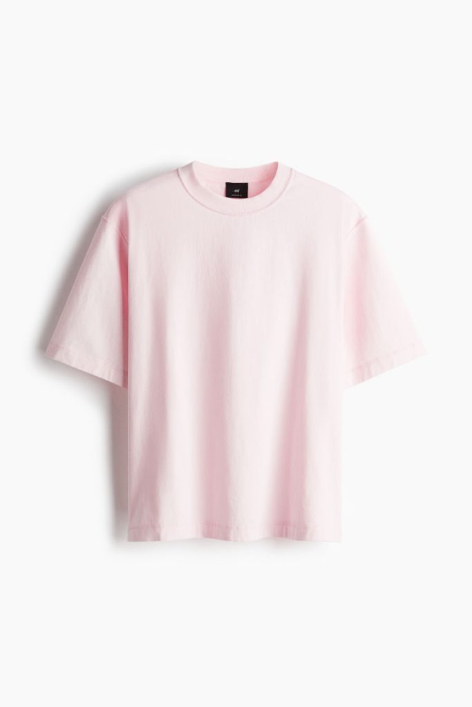 H & M - T-shirt met gewassen look - Boxy Fit - Roze