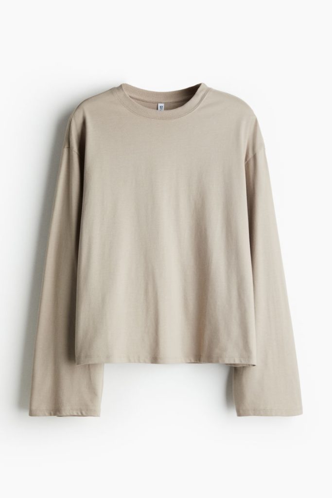 H & M - Katoenen top met lange mouwen - Bruin