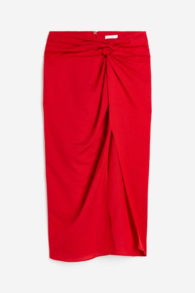 H & M - Rok met geknoopt detail - Rood