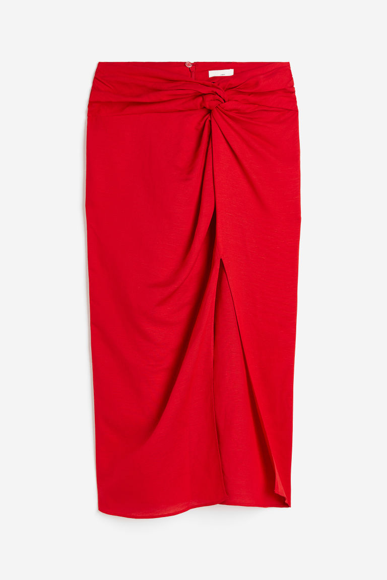 H & M - Rok met geknoopt detail - Rood