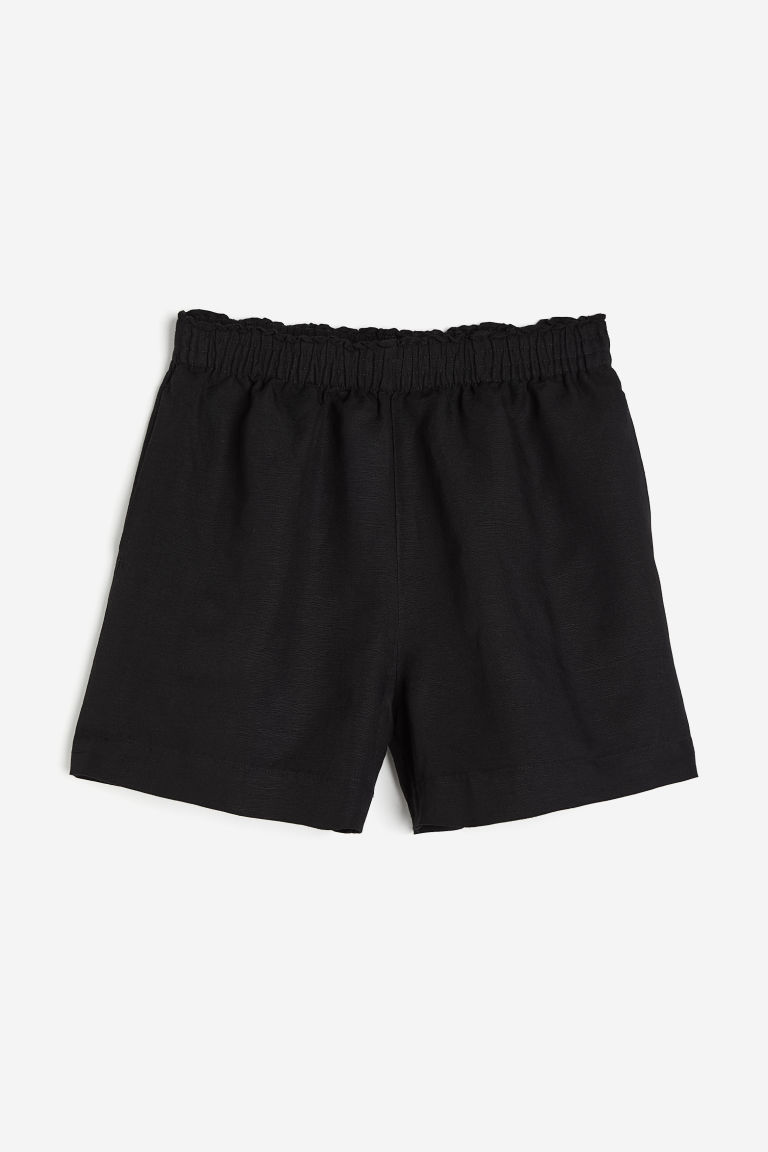 H & M - Pull-on short van linnenmix - Zwart