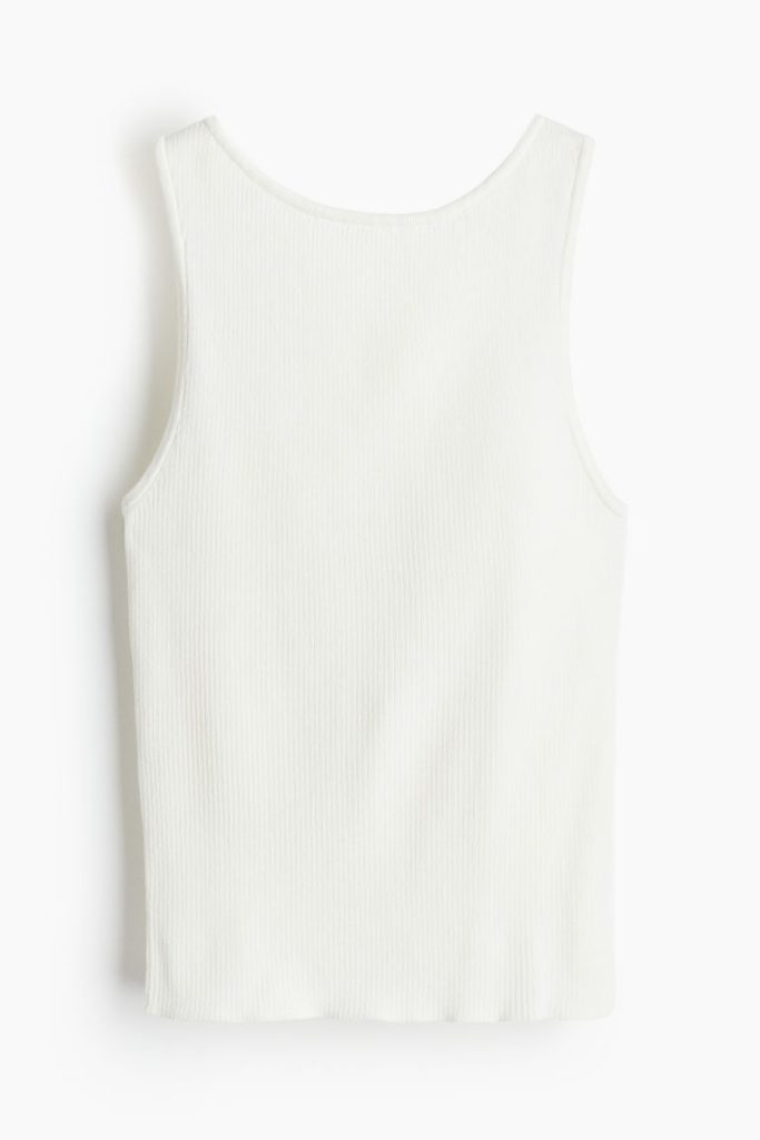 H & M - Ribgebreide tanktop met gekruist detail - Wit