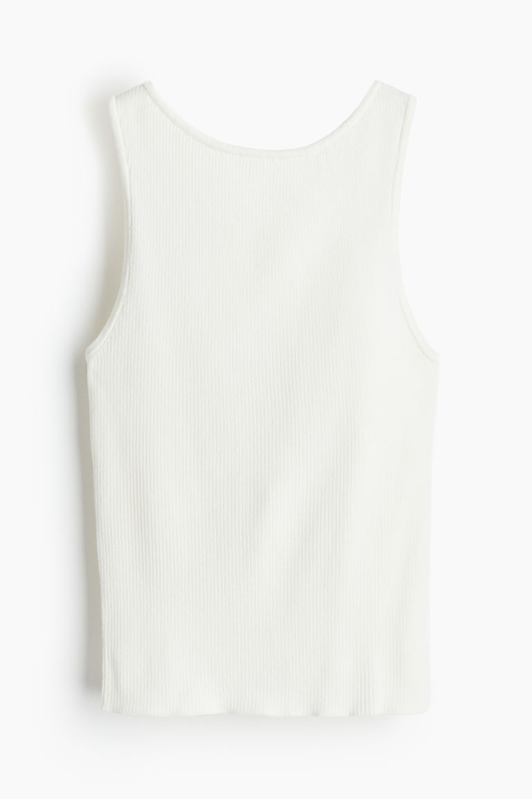 H & M - Ribgebreide tanktop met gekruist detail - Wit