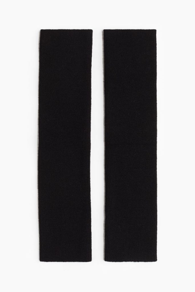 H & M - Ribgebreide armwarmers - Zwart