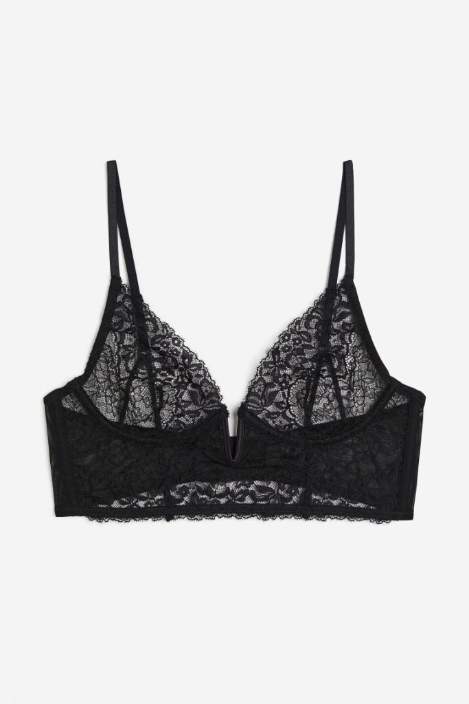 H & M - Kanten bustier zonder padding - Zwart