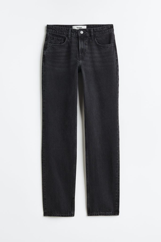 H & M - Straight Regular Jeans - Zwart