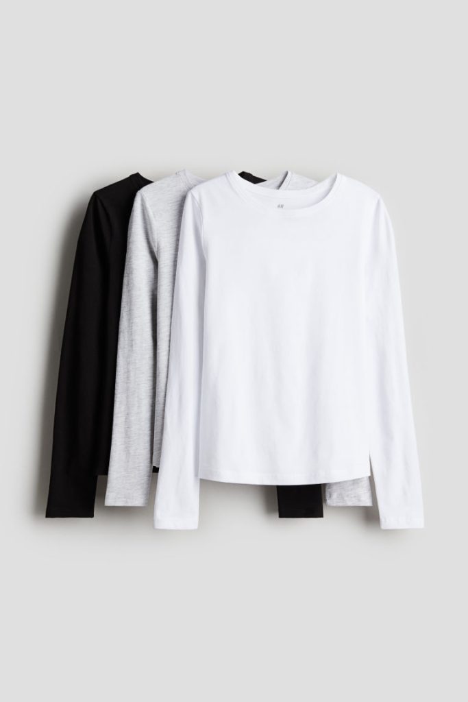 H & M - Set van 3 tricot tops - Wit