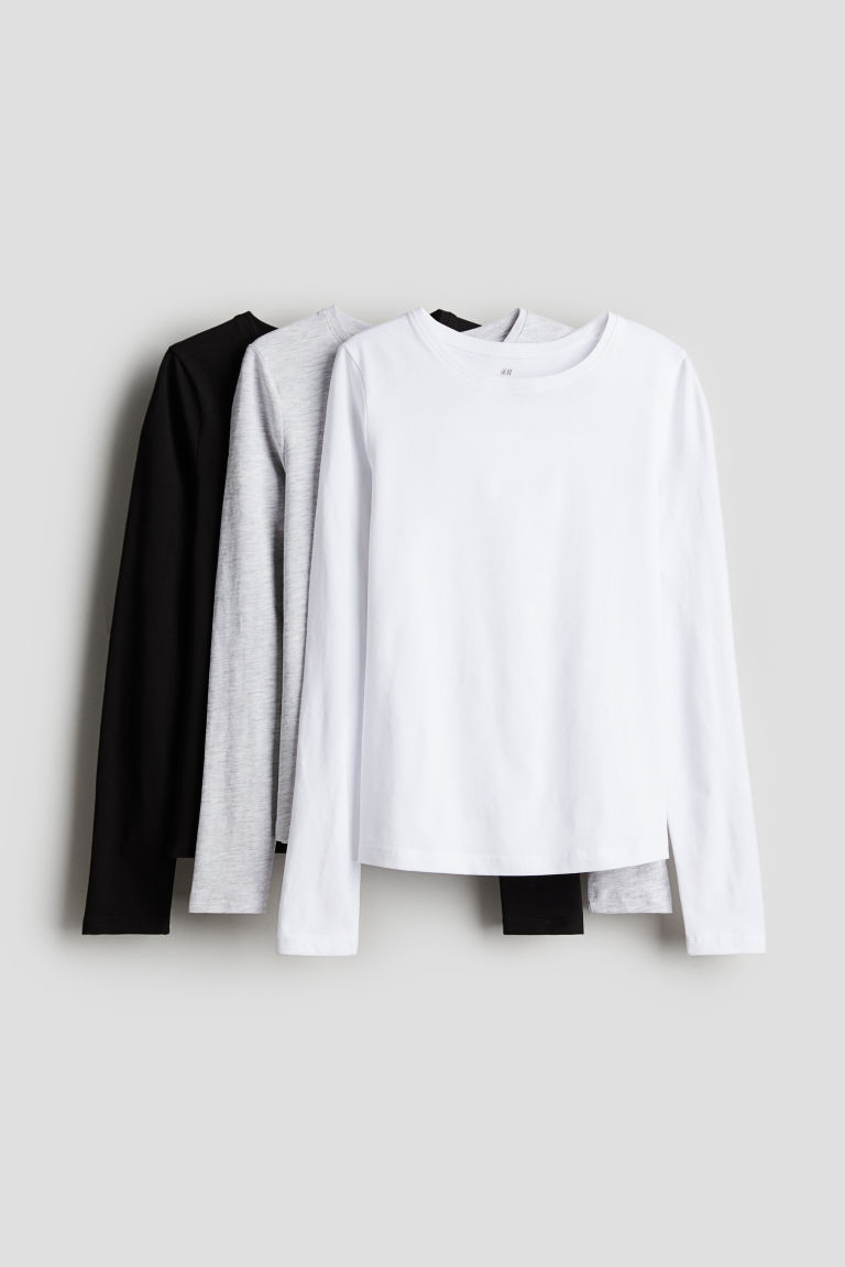 H & M - Set van 3 tricot tops - Wit