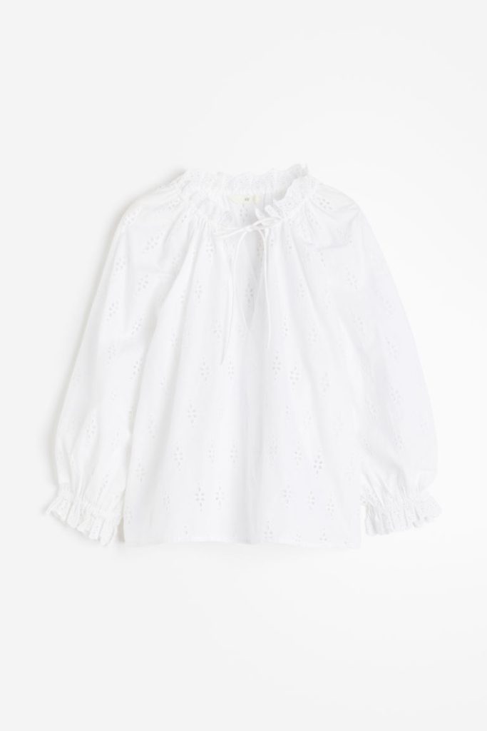 H & M - Broderie anglaise blouse - Wit