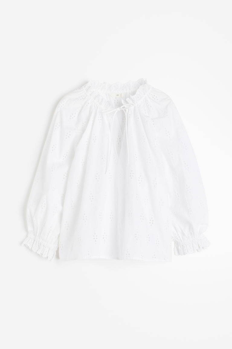 H & M - Broderie anglaise blouse - Wit