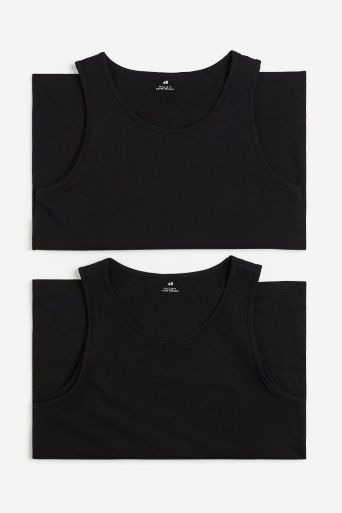 H & M - Set van 2 tanktops - Regular Fit - Zwart