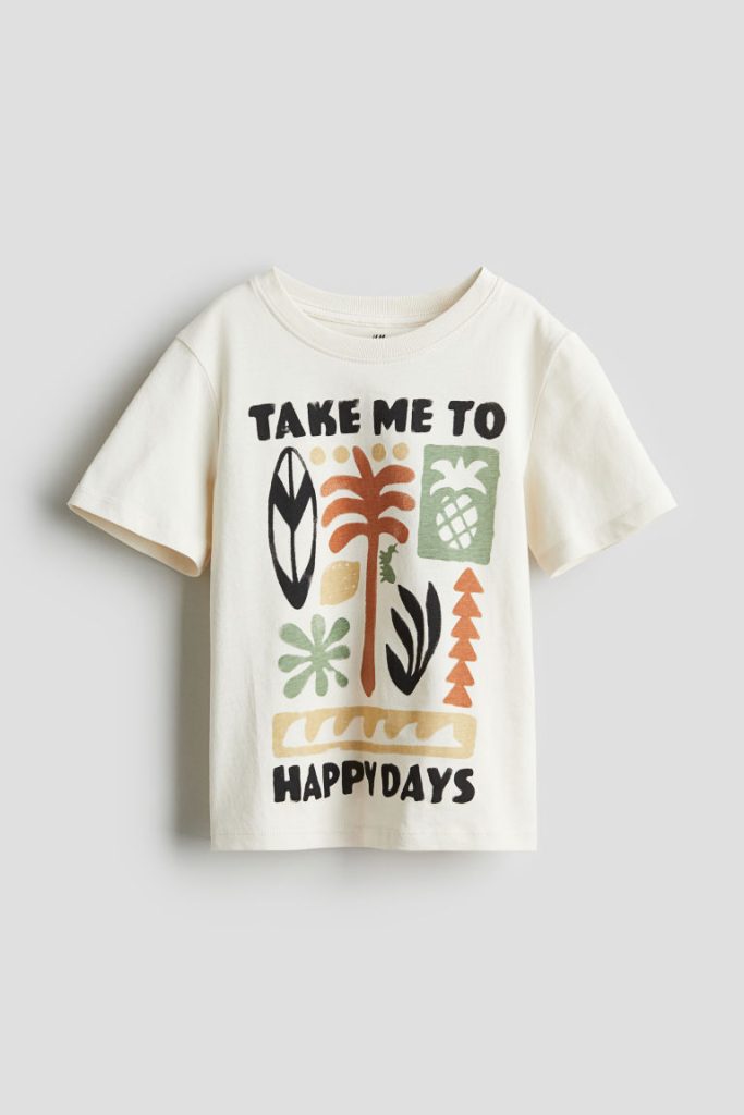 H & M - T-shirt met print - Beige